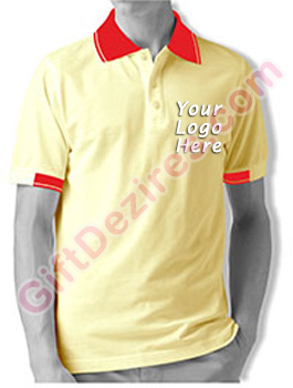 Designer Ivory and Red Color Company Logo Printed T Shirts